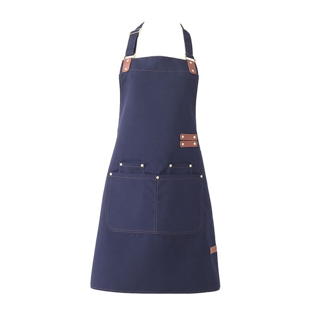 Delantal de lona de poliéster y algodón impermeable con múltiples bolsillos