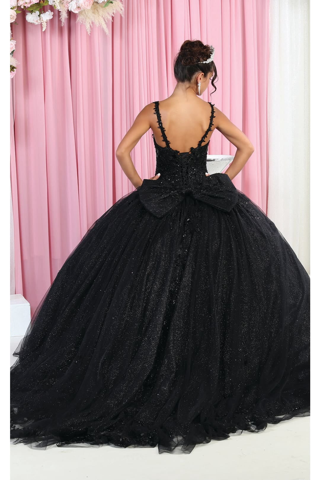 strapless open back dress Black Puebla Party Dress