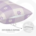 thumbnail image 3 of Pofeuu Floral Purple Buffalo Plaid Print Polyester Microfiber Plush Pillowcases, Super Soft and Cozy Pillow Case Covers with Envelop Closure（Pillow core not included）-16"x24", 3 of 6