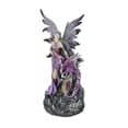thumbnail image 2 of Amethyst Purple Fairy And Dragon LED Lighted Geode Statue, 2 of 5
