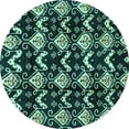 thumbnail image 1 of Ahgly Company Indoor Round Abstract Turquoise Blue Modern Area Rugs, 7' Round, 1 of 4