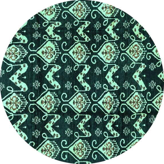 Ahgly Company Indoor Round Abstract Turquoise Blue Modern Area Rugs, 7' Round