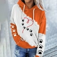 thumbnail image 2 of Jinhomg Fall Lightweight Comfy Sweatshirts for Women Cute Dog Paw Print Drawstring Hoodies Casual Comfy Long Sleeve Pullover Tops with Pocket Summer Saving Orange XXXL, 2 of 5
