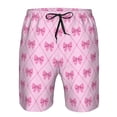thumbnail image 3 of Balery Pink bows Traje de Baño Estilo Hawaiano para Hombre, Shorts de Secado Rápido con Bolsillos-Large, 3 of 6