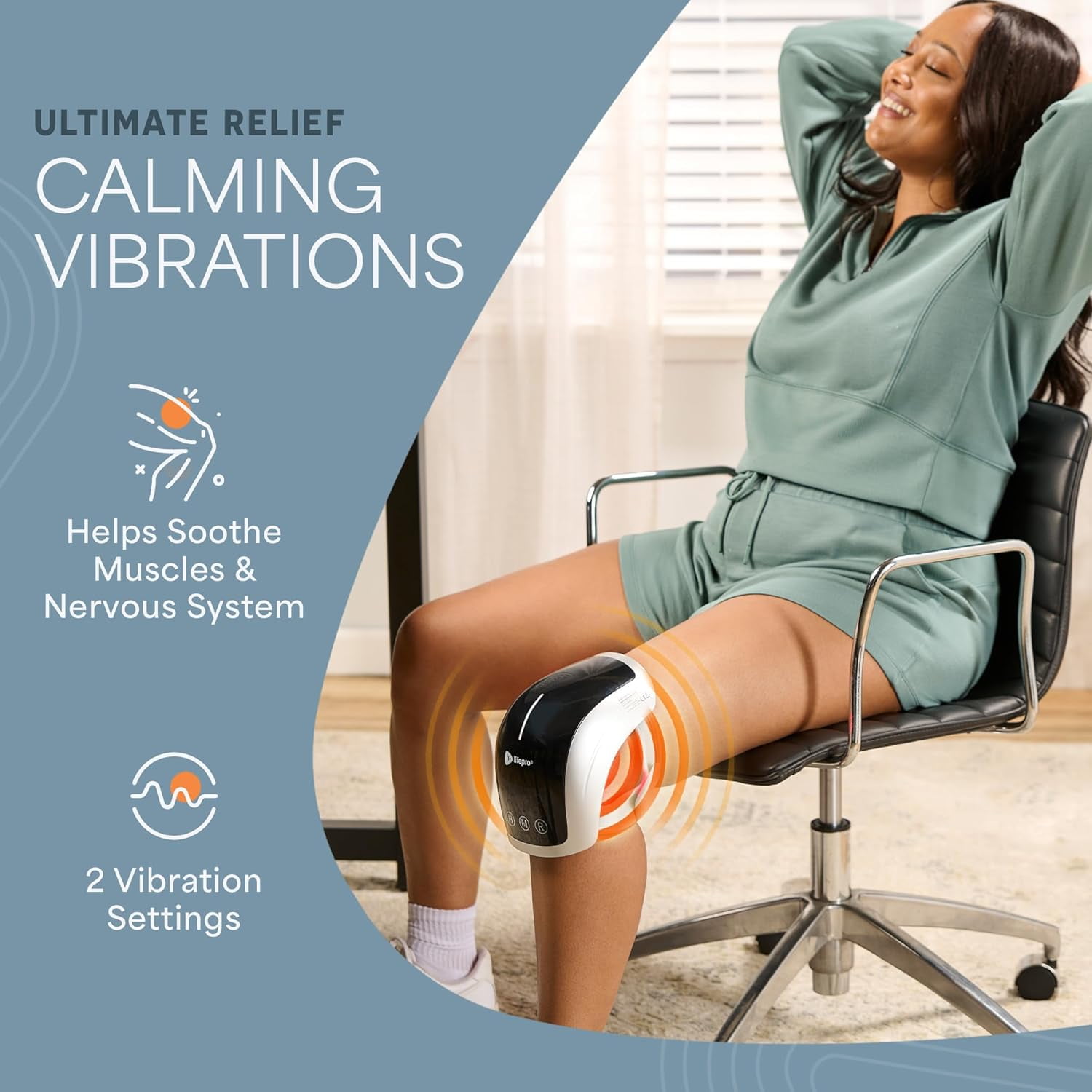 LifePro Red Light Therapy Knee Brace – Portable Near Infrared LED Wrap with Heat, Vibration & Rechargeable Battery - Silver