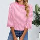 thumbnail image 3 of Tops Y Blusas de Manga 3/4 de Mujer Tops de Verano de Manga 3/4 de Mujer Moda Casual Raya Cuello Redondo 3/4 de Manga Blusas Camisas Top, 3 of 7