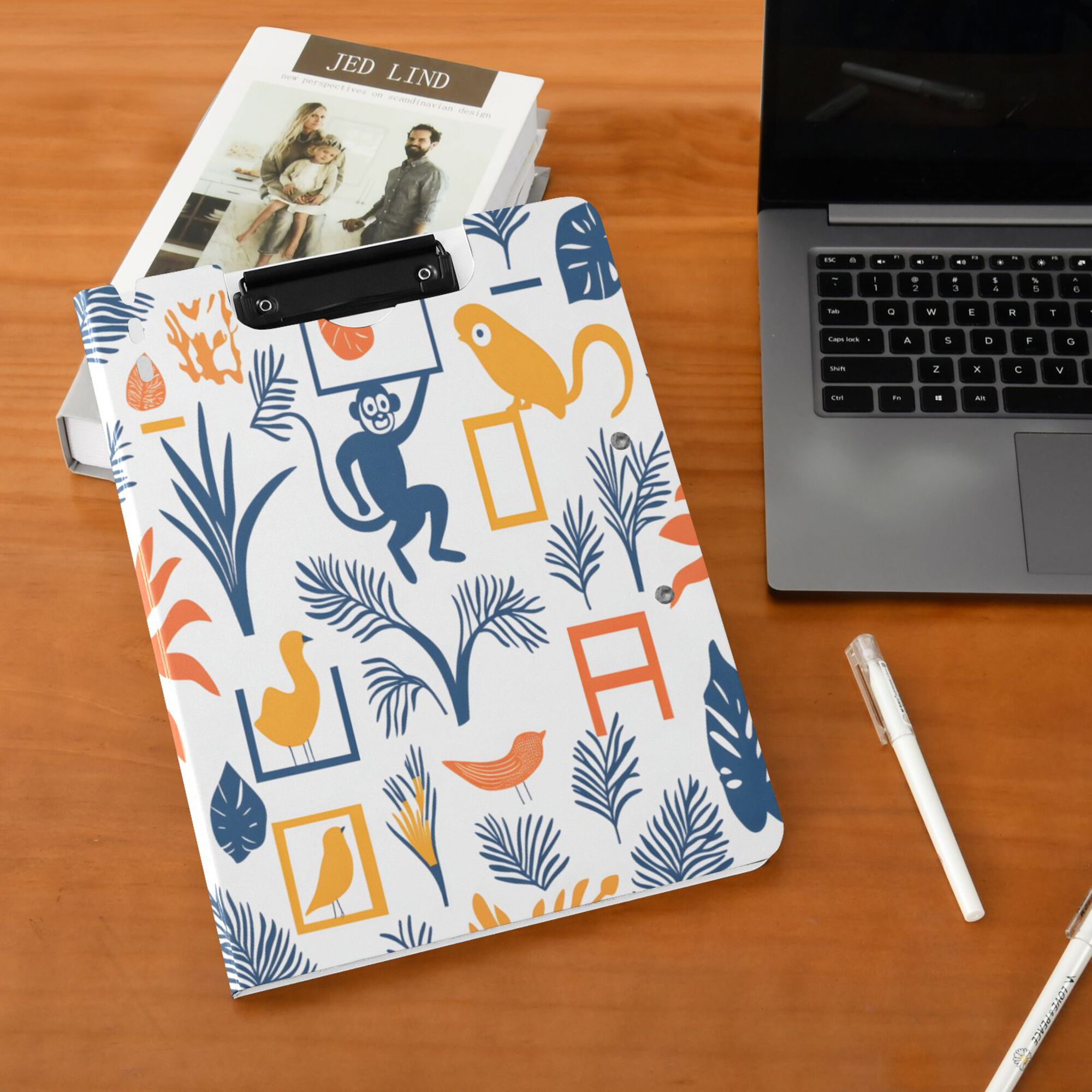 FORMRS A4 Clipboard Folder with Pen Holder Horizontal Foldable School Office Binder, Tropical Jungle Vibes