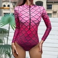 thumbnail image 2 of ASFGIMUJ Women's Long Sleeve Rash Guard Swimsuit Sun Printed Zipper Surfing Swimsuit Bathing Suit, 2 of 9