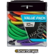 SmartStraps Adjustable Bungee Cord, Assorted Colors, 10 Pack – Includes Two 12”, Two 24”, One 36”, One 48”, and Four Mini Bungee Cords – Ideal for Securing Luggage, Gas Cans, and Coolers to Vehicles