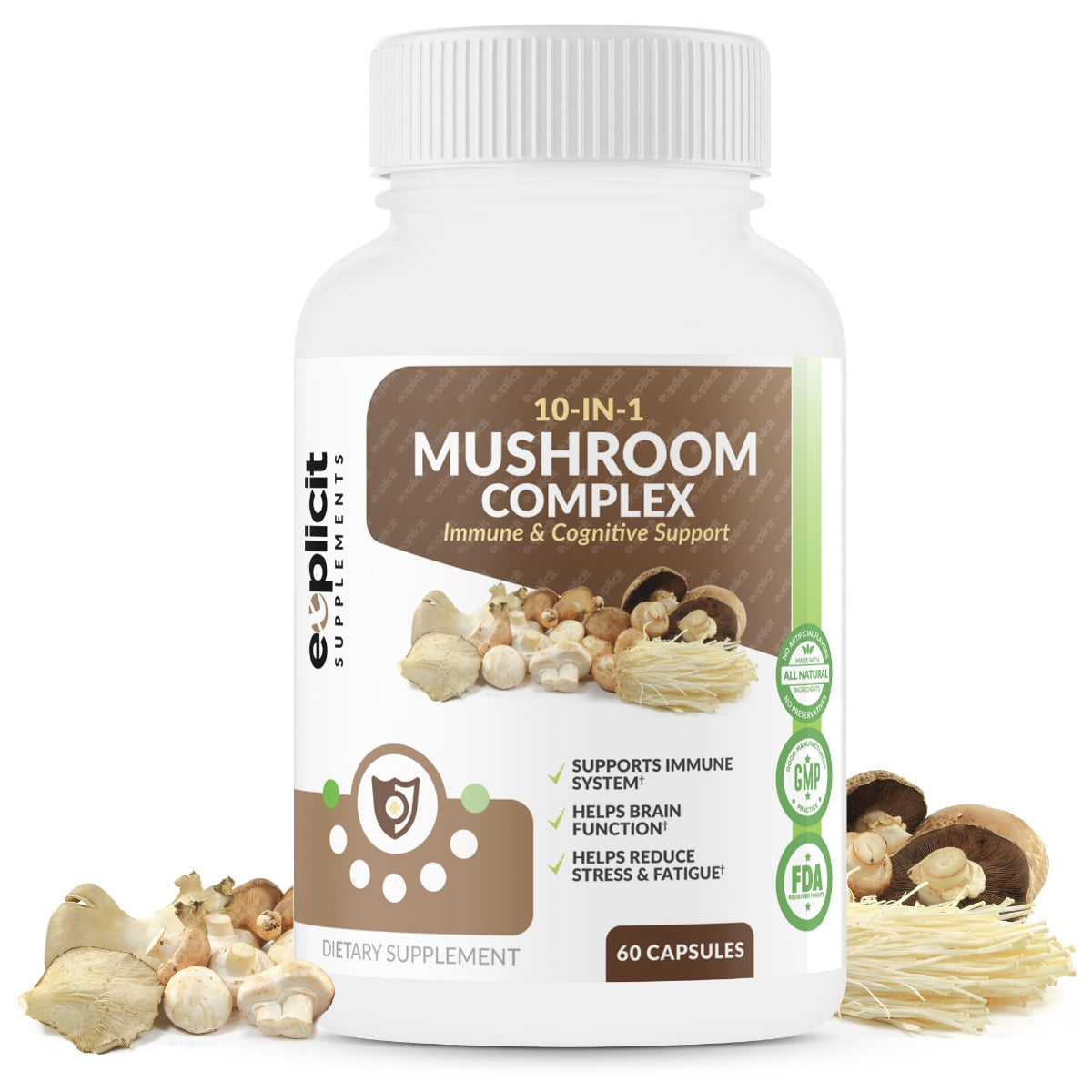 Complete Mushroom Supplement with 10 Mushroom Extracts & Blends