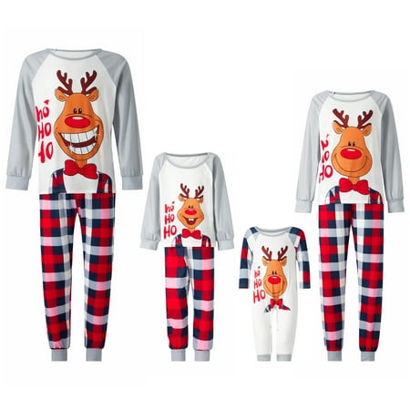 

JBEELATE Family Matching Pajamas Christmas Jammies Holiday Elk Print Sleepwear Sets Long Sleeve Pjs