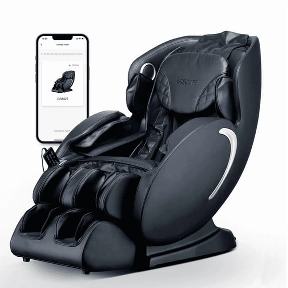 BOSSCARE Zero Gravity Shiatsu Full Body SL Track Massage Chair, with Heating, APP Control, Black