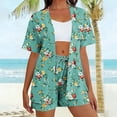 thumbnail image 4 of LEWKW 3 Piece Vacation Outfits for Women Flower Print Kimono Cardigan & Shorts Sets Summer Beach Lounge Wear Boho Floral Matching Cover up Suits, 4 of 6
