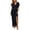 Navy, variant on BETSY & ADAM Womens Navy Pleated Zippered High Slit Tulip-skirt Lined Flutter Sleeve V Neck Full-Length Formal Faux Wrap Dress 8