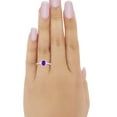 thumbnail image 3 of Art Deco Halo Oval Wedding Ring Simulated Amethyst CZ 925 Sterling Silver Size 8, 3 of 3