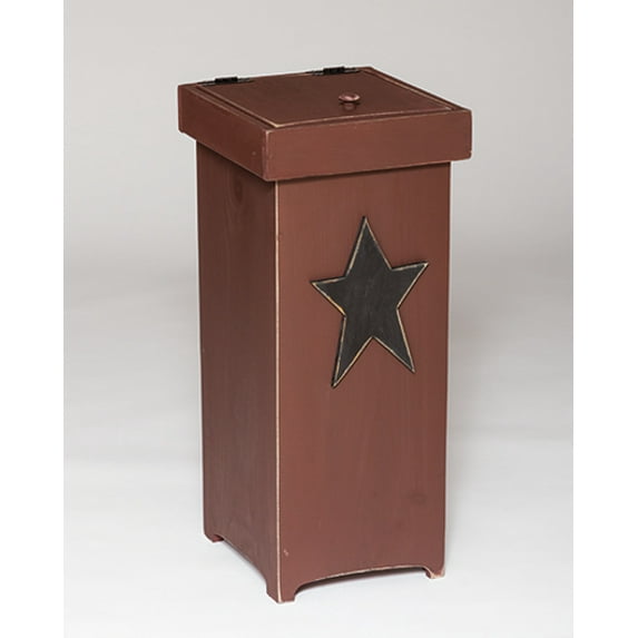 Furniture Barn USA™ Primitive Pine Trash Can with Red Rustic Star