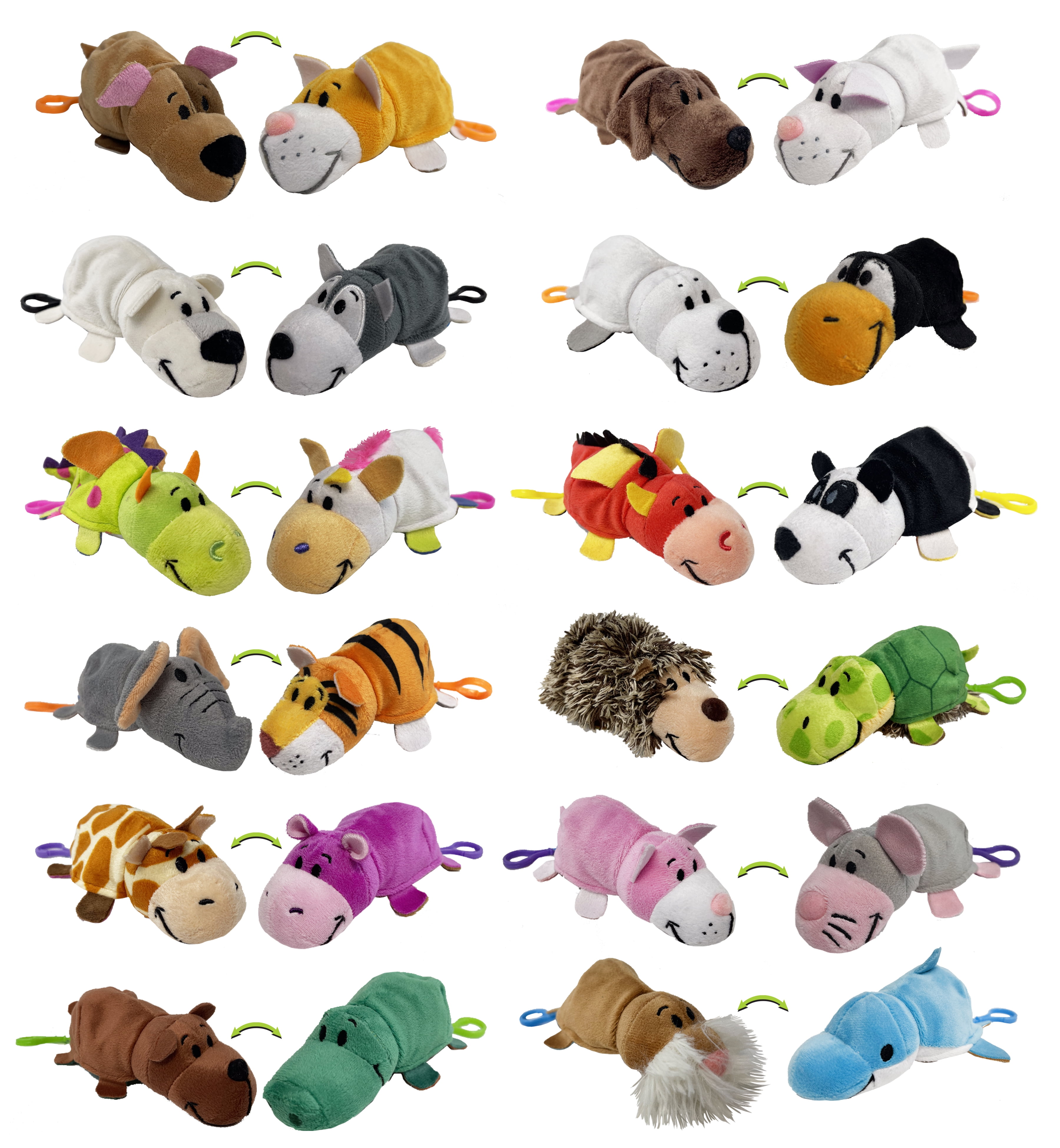 The Original FlipaZoo 5 inch Plush Toys with Clip, Sold Individually