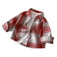 thumbnail image 3 of TOWED22 Toddler Baby Boys Plaid Flannel Shirt Long Sleeve Button Down Shirts(Red,3-4 Y), 3 of 7