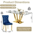 thumbnail image 6 of 70.08”Glass Dining Table Set for 4,Modern Rectangle Clear Tempered Glass Top with U-Shaped Stainless Steel Base,6 Velvet Upholstered Dining Chairs for Apartment, Kitchen Dining Room,Small Spaces,Blue, 6 of 7