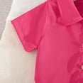 thumbnail image 4 of Zpanxa Girls 2 Piece Outfits Solid Color Short Sleeve Button Down Shirt with Pleated Wide Leg Pants 2 Piece Set 2-3 Years, 4 of 5