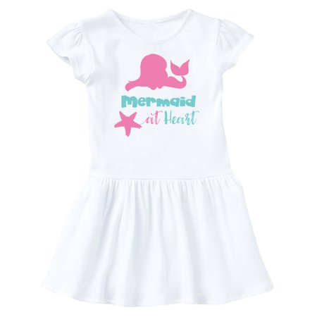 

Inktastic Mermaid At Heart Mermaid Silhouette - Pink Blue Gift Baby Girl Dress