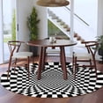 thumbnail image 3 of Round Rugs 6Ft, Black White Plaid Round Area Rug Washable Indoor Throw Carpet, Modern Abstract Checkered Striped Soft Non Slip Circle Rug for Office Cabinet Home Decor Aesthetic, 3 of 8