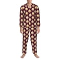 thumbnail image 3 of Daiia Golden Christmas Balls for Men's Long-Sleeved Pajama Set – Soft & Comfortable Sleepwear Button-Up Pajamas Cozy Lounge Wear-, 3 of 7
