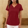 thumbnail image 2 of Feancey Womens Scrub Tops with Pockets 2026 Fashion V Neck Scrubs Shirt Comfy Casual Short Sleeve Working T-Shirts Solid Color Summer Blouse Red XXL, 2 of 10