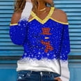 thumbnail image 1 of ICHUANYI Liquidación Mujeres V-Cuello Color Bloque Chriasmas Nieve Muñeco de Nieve Impresión Sin Tirantes Halter Manga Larga Sexy Tops Blusa ICHUANYI WER202308245060, 1 of 4