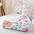 thumbnail image 4 of Erosebridal Watercolor Floral Quilt King for Girls, Leaf Branch Print King Coverlet Set, 3pcs, 4 of 7