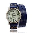 thumbnail image 1 of Reloj de pulsera de cuero de vaca vintage azul para hombres y mujeres, reloj de vestir de cuarzo para mujeres, 1 of 2