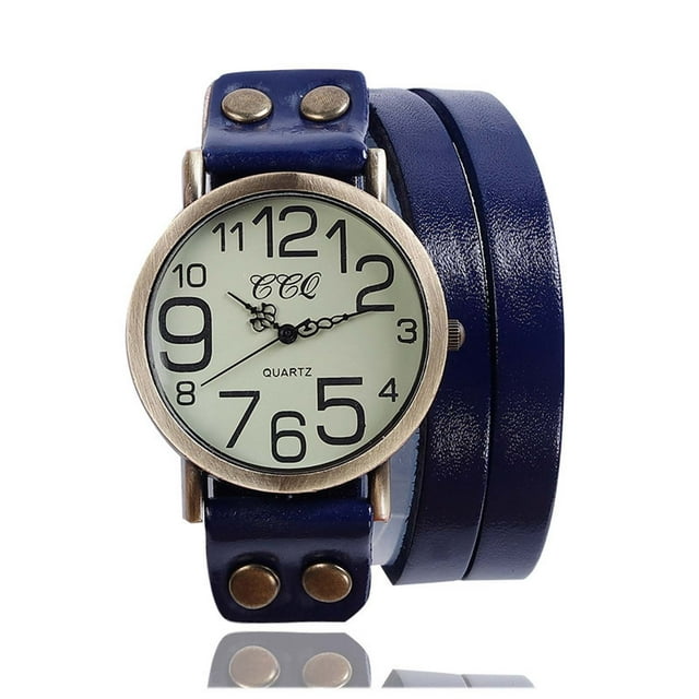 Xihbxyly Reloj Vintage de Pulsera de Cuero de Vaca, Elegante Reloj de Cuarzo para Vestir, Elegante Esfera Redonda con Caja de Aleación, Accesorio de Moda para Hombre y Mujer, Perfecto para Uso Casual
