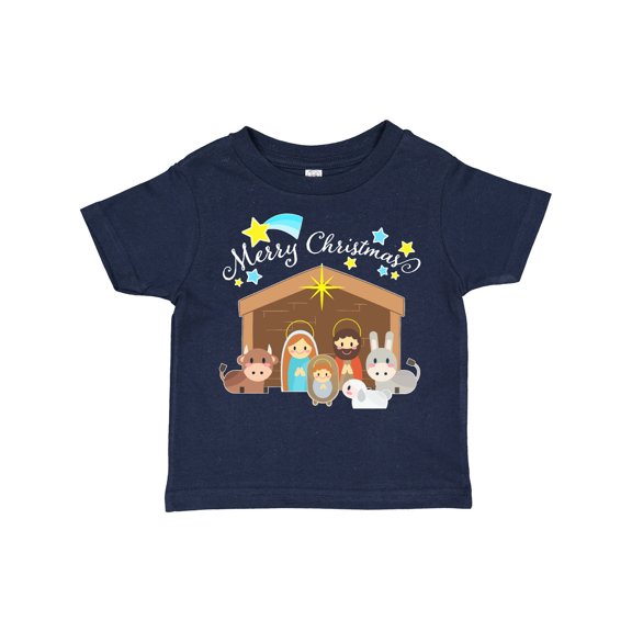 Inktastic Merry Christmas Cute Nativity Scene Boys or Girls Toddler T-Shirt