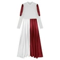thumbnail image 7 of iiniim Womens Liturgical Dance Dress Color Block Puff Shoulder Long Sleeve Worship Dancewear Burgundy XL, 7 of 7