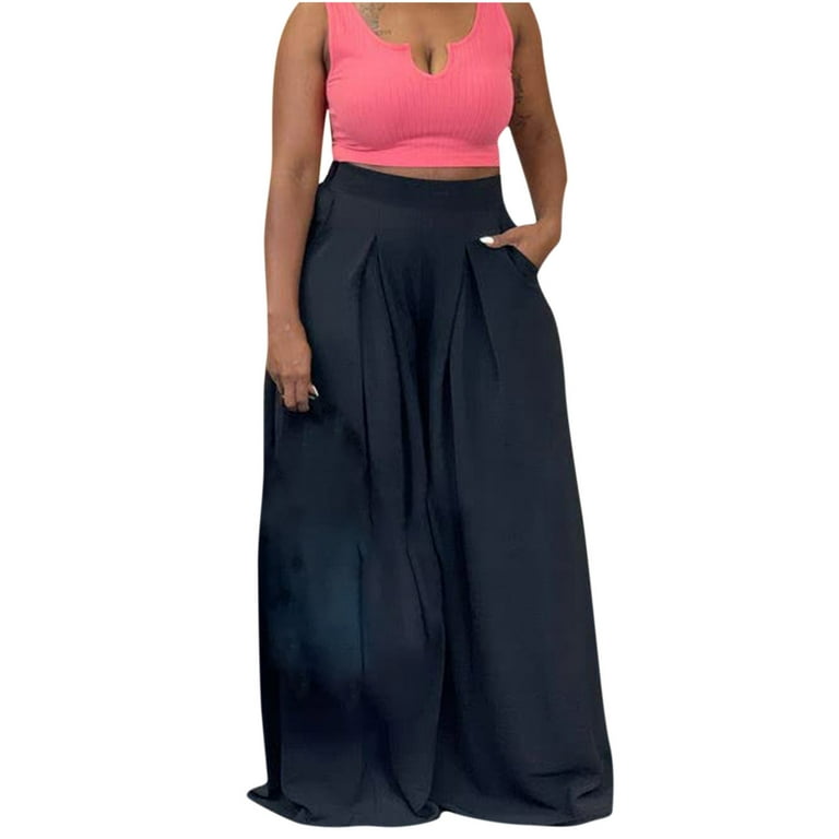SELONE Wide Leg Pants for Women Dressy Plus Size With Pockets High Waist  High Rise Plus Size Wide Leg Casual Long Pant Fashion Pants for Everyday  Wear Running Errands Work Casual Event