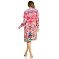 thumbnail image 2 of Sakkas Eloisa Women's Long Sleeve Swing Tunic Shift Dress Pockets Floral Print - 574-Pink - L/XL, 2 of 5