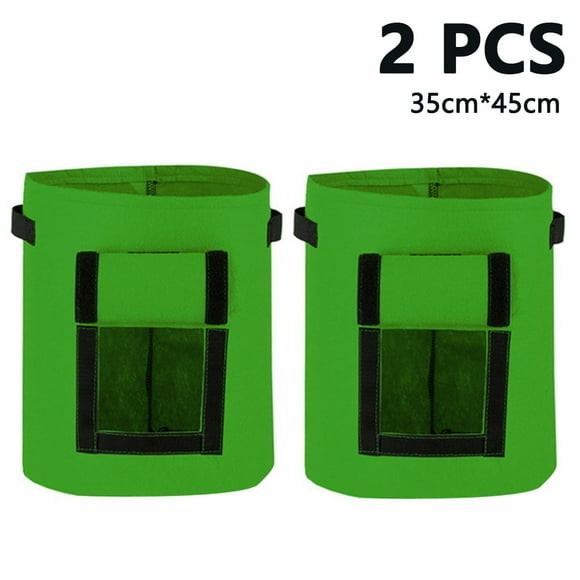 Grow Bags ,Premium Breathable Cloth Bags for Potato/Plant Container with Handles and Velcro Window ,Planting Pouch Fabric Pots(2 Pack ,5/7/10 Gallon ) 35*45CM 38L 10 GALLONS