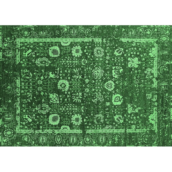 Ahgly Company Indoor Rectangle Oriental Emerald Green Industrial Area Rugs, 6' x 9'