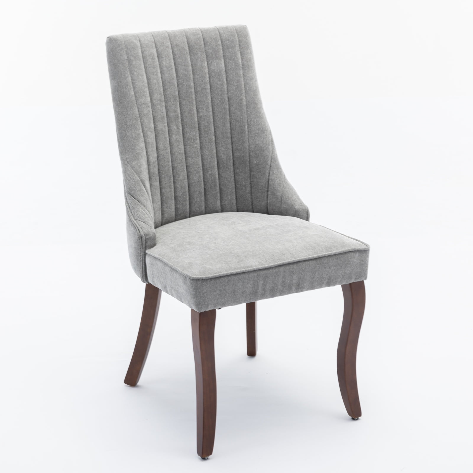 Aukfa Modern Velvet Dining Chairs Set of 2, Upholstered Kitchen Side Chair Accent Chair w/ Curved Solid Wood Legs,Gray