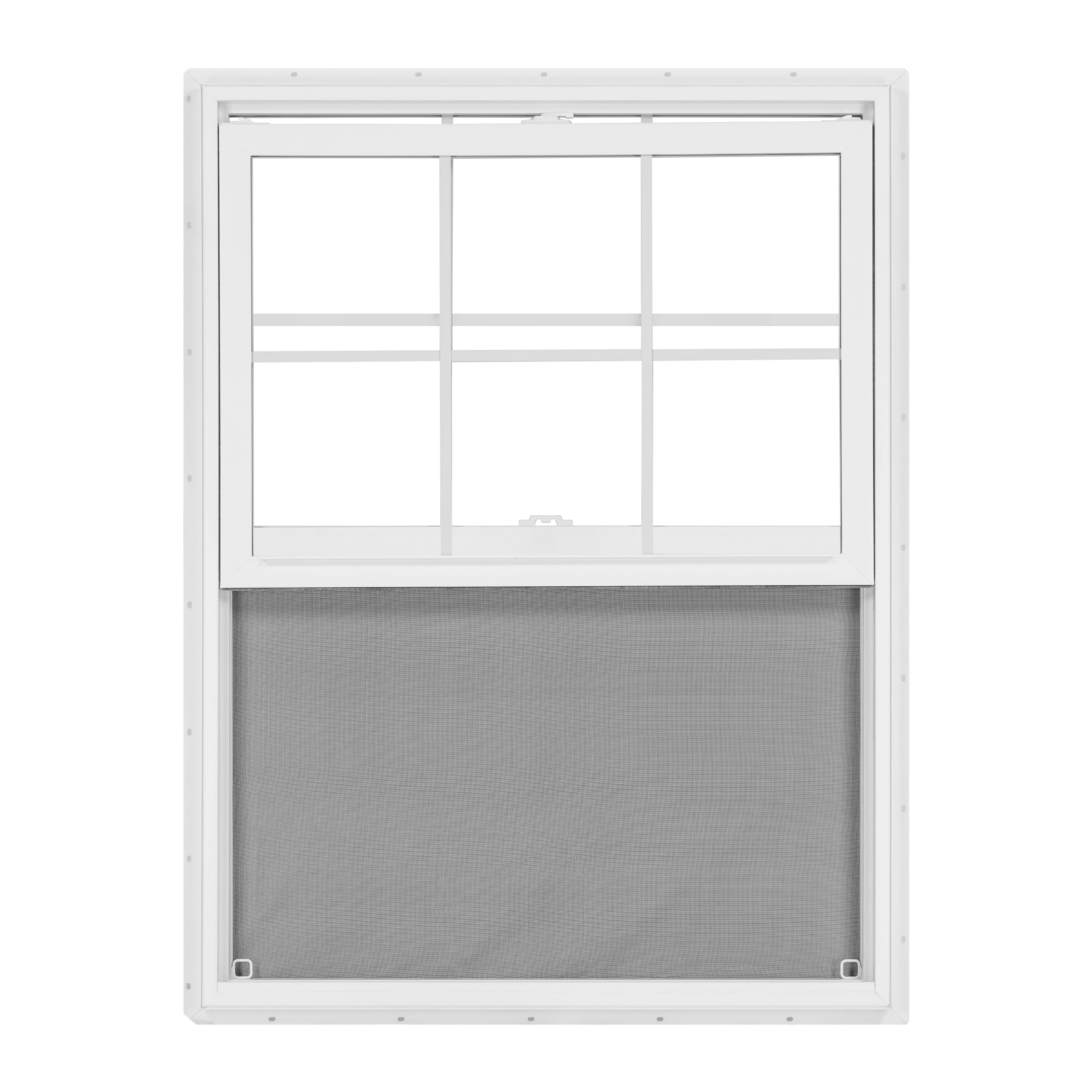 36 in. x 48 in. White Vinyl Double-Pane Insulated Single Hung Window with Grids