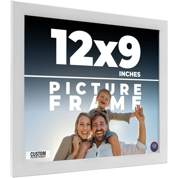 12x9 Frame White Solid Wood Picture Frame Includes UV Acrylic Shatter Guard Front, Acid Free Foam