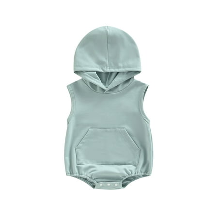 

Bagilaanoe Newborn Baby Girl Boy Hooded Romper Sweatshirt Sleeveless Bodysuit Pullover 3M 6M 12M 18M Infant Casual Tee Tops