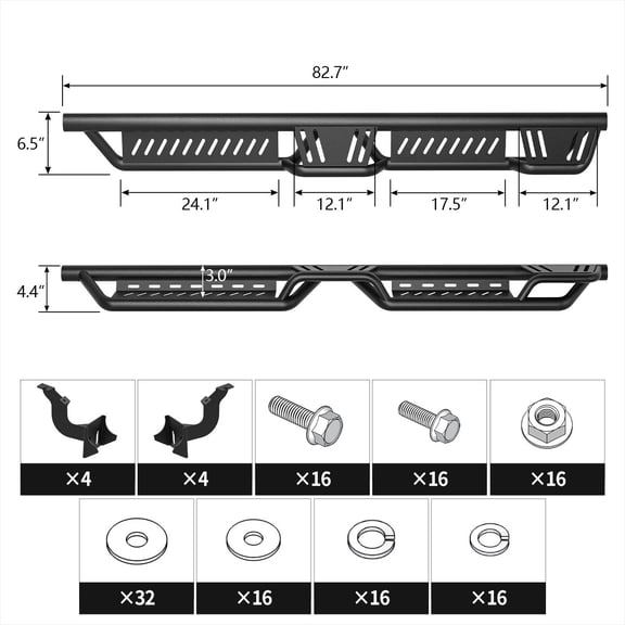 6.5" Running Boards for 2022-2026 Toyota Tundra CrewMax Cab Two-Stairs Side Step