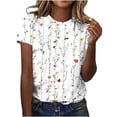 thumbnail image 2 of Sokhug Women's Vintage Floral Print T-Shirts Summer Casual Crewneck Short Sleeve Fashion Tops Breathable Workout Tees, 2 of 5