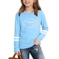 thumbnail image 2 of ITSAME Girls Long Sleeve T-Shirts, Round Neck Fashion Print Loose Fit Kids Fashion Leisure Tees Light Blue Size 9-10T, 2 of 6