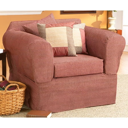 Home Trends Brenna Chair Slipcover with Separate Seat Cushion Cover, Henna