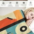 thumbnail image 3 of ONETECH Throw Blanket Retro Orange And Turquoise Geometric Mid Century Lightweight Fuzzy Blanket Retro Mid Century Modern Abstract Pattern Blanket for Couch Sofa Bed Office for Adult Kid Birthday, 3 of 6