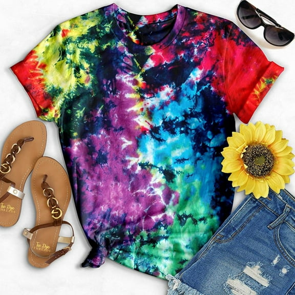 Aayomet Tops For Women Women Summer Tops Loose Fit Lace Causual Crewneck Short Sleeves T-Shirt,Multicolor M