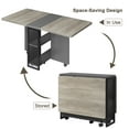 thumbnail image 3 of 50"D x 29.53"W Space Saving Folding Dining Table with 2 Tier Storage-Extendable Drop Leaf Farmhouse Wood Kitchen Dining Room Tables Set for 4, Collapsible Expandable Rectangle, Grey, 3 of 8