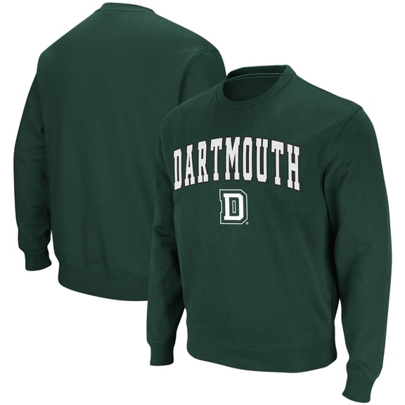 Men's Colosseum Green Dartmouth Big Green Arch & Logo Tackle Twill Pullover Sweatshirt